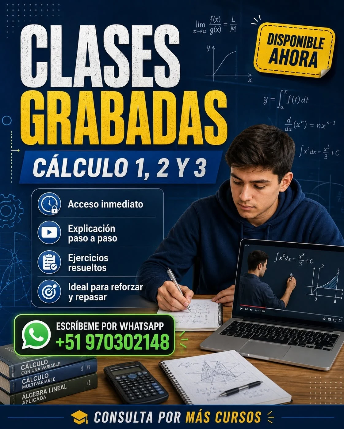 Cursos grabados: Cálculo 1, 2 y 3